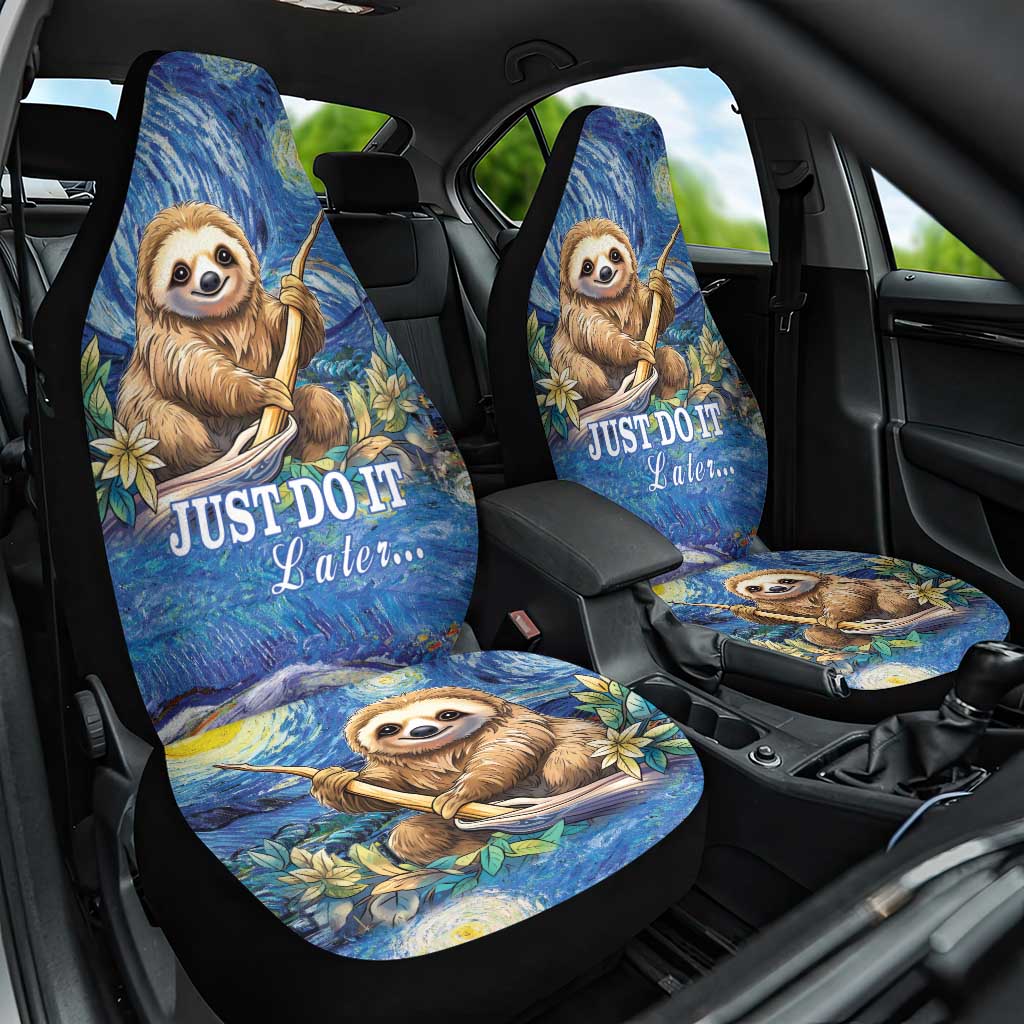 Sloth Starry Night Car Seat Cover I'm Not Lazy - Wonder Print Shop