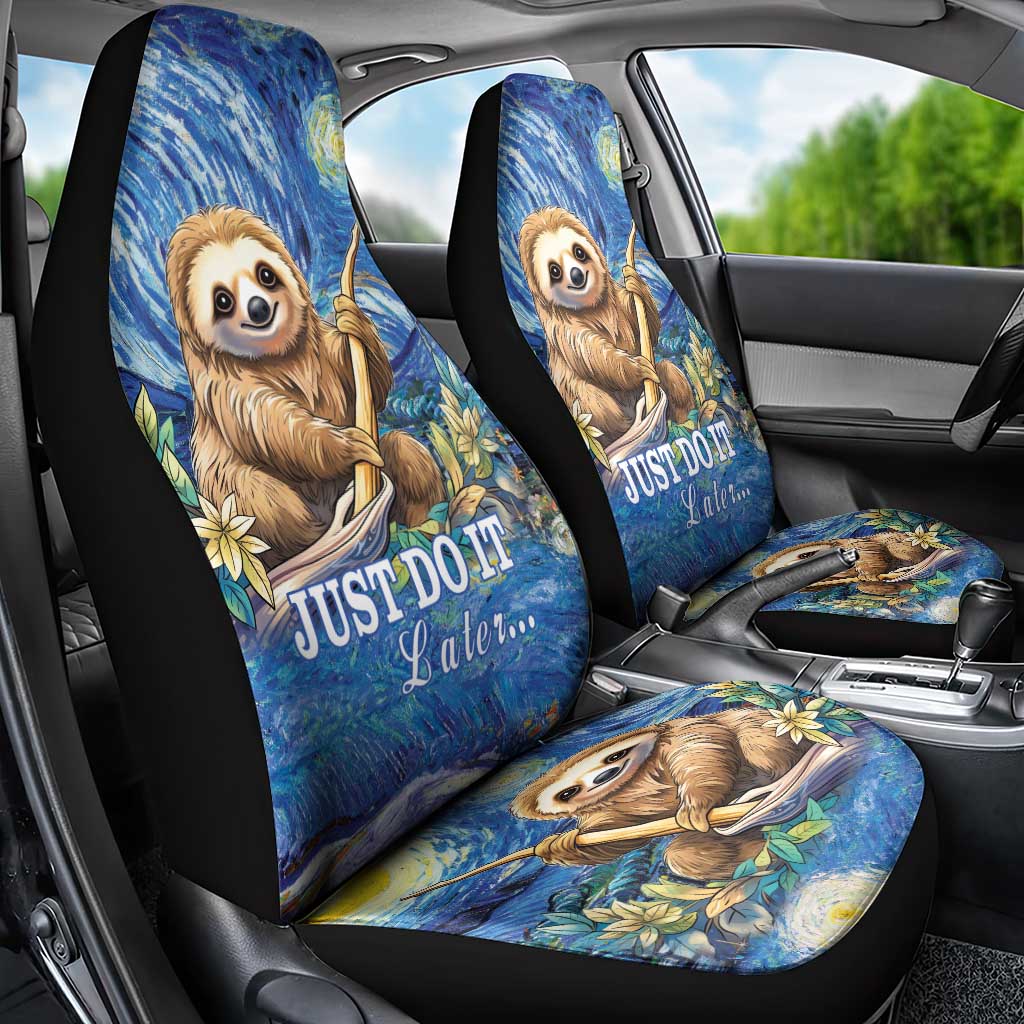 Sloth Starry Night Car Seat Cover I'm Not Lazy - Wonder Print Shop