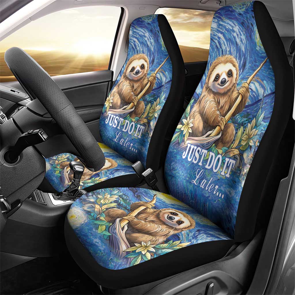 Sloth Starry Night Car Seat Cover I'm Not Lazy - Wonder Print Shop