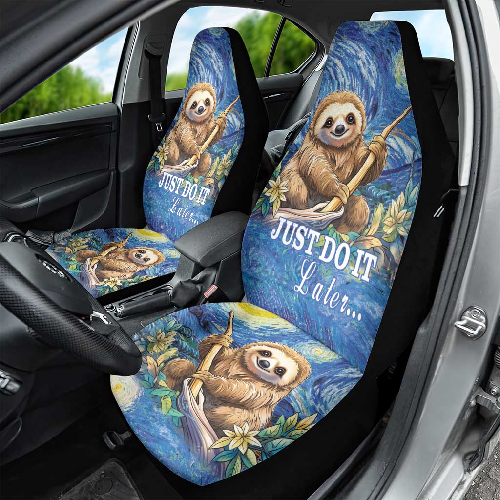 Sloth Starry Night Car Seat Cover I'm Not Lazy - Wonder Print Shop