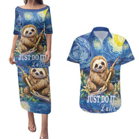 Sloth Starry Night Couples Matching Puletasi and Hawaiian Shirt I'm Not Lazy - Wonder Print Shop