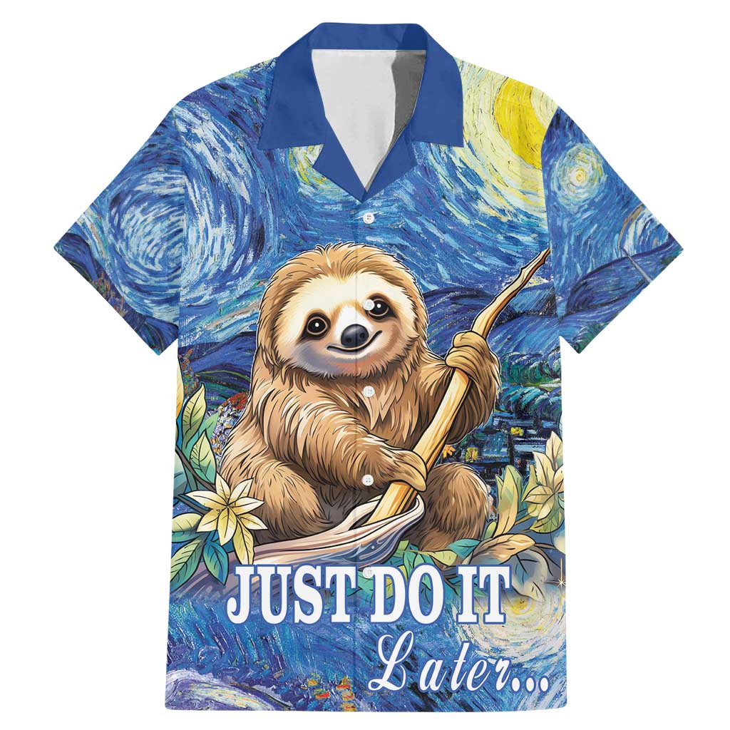 Sloth Starry Night Family Matching Mermaid Dress and Hawaiian Shirt I'm Not Lazy - Wonder Print Shop