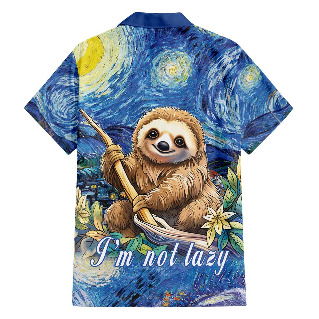 Sloth Starry Night Family Matching Off Shoulder Maxi Dress and Hawaiian Shirt I'm Not Lazy - Wonder Print Shop