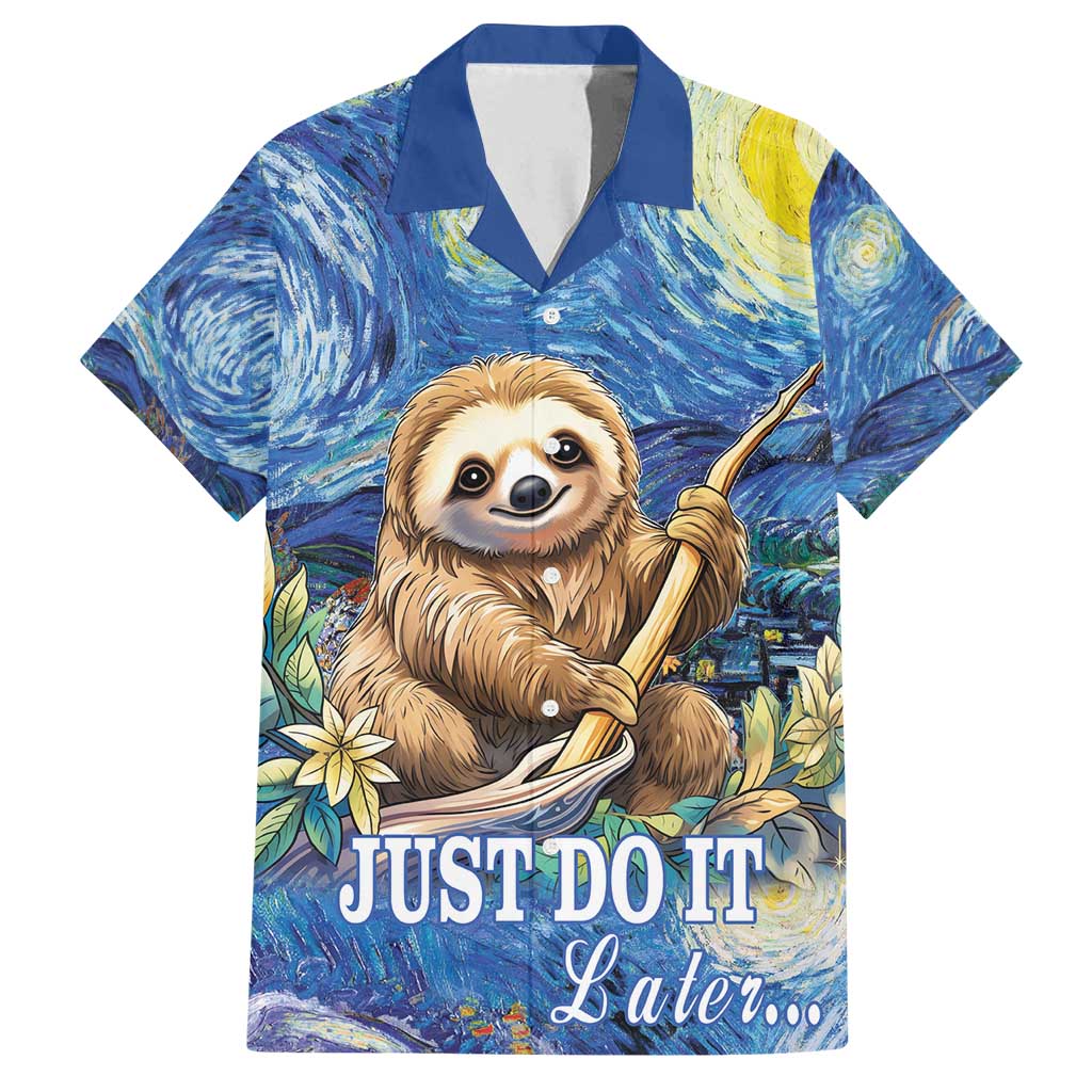 Sloth Starry Night Family Matching Off Shoulder Short Dress and Hawaiian Shirt I'm Not Lazy - Wonder Print Shop