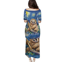 Sloth Starry Night Family Matching Puletasi and Hawaiian Shirt I'm Not Lazy - Wonder Print Shop