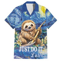 Sloth Starry Night Family Matching Short Sleeve Bodycon Dress and Hawaiian Shirt I'm Not Lazy - Wonder Print Shop