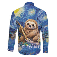 Sloth Starry Night Family Matching Short Sleeve Bodycon Dress and Hawaiian Shirt I'm Not Lazy - Wonder Print Shop
