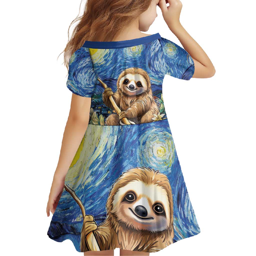 Sloth Starry Night Family Matching Tank Maxi Dress and Hawaiian Shirt I'm Not Lazy - Wonder Print Shop