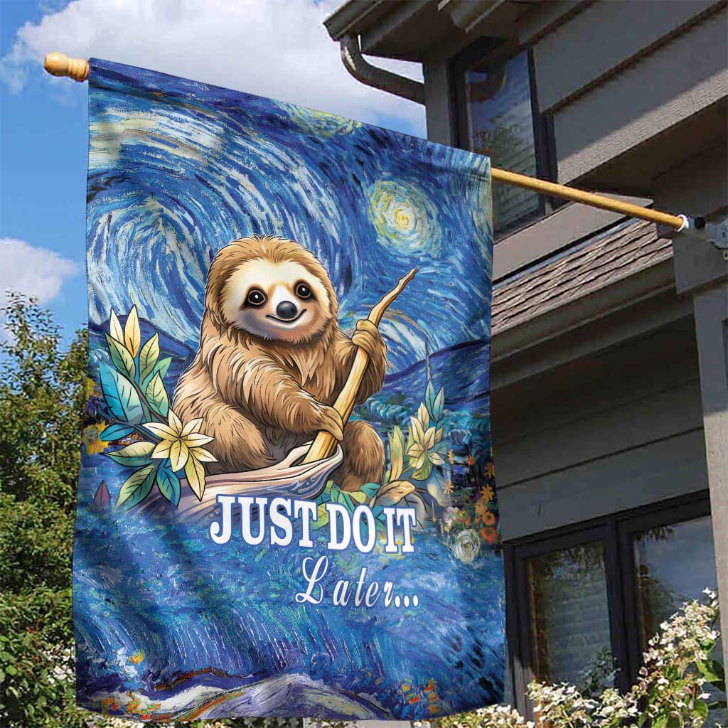 Sloth Starry Night Garden Flag I'm Not Lazy - Wonder Print Shop