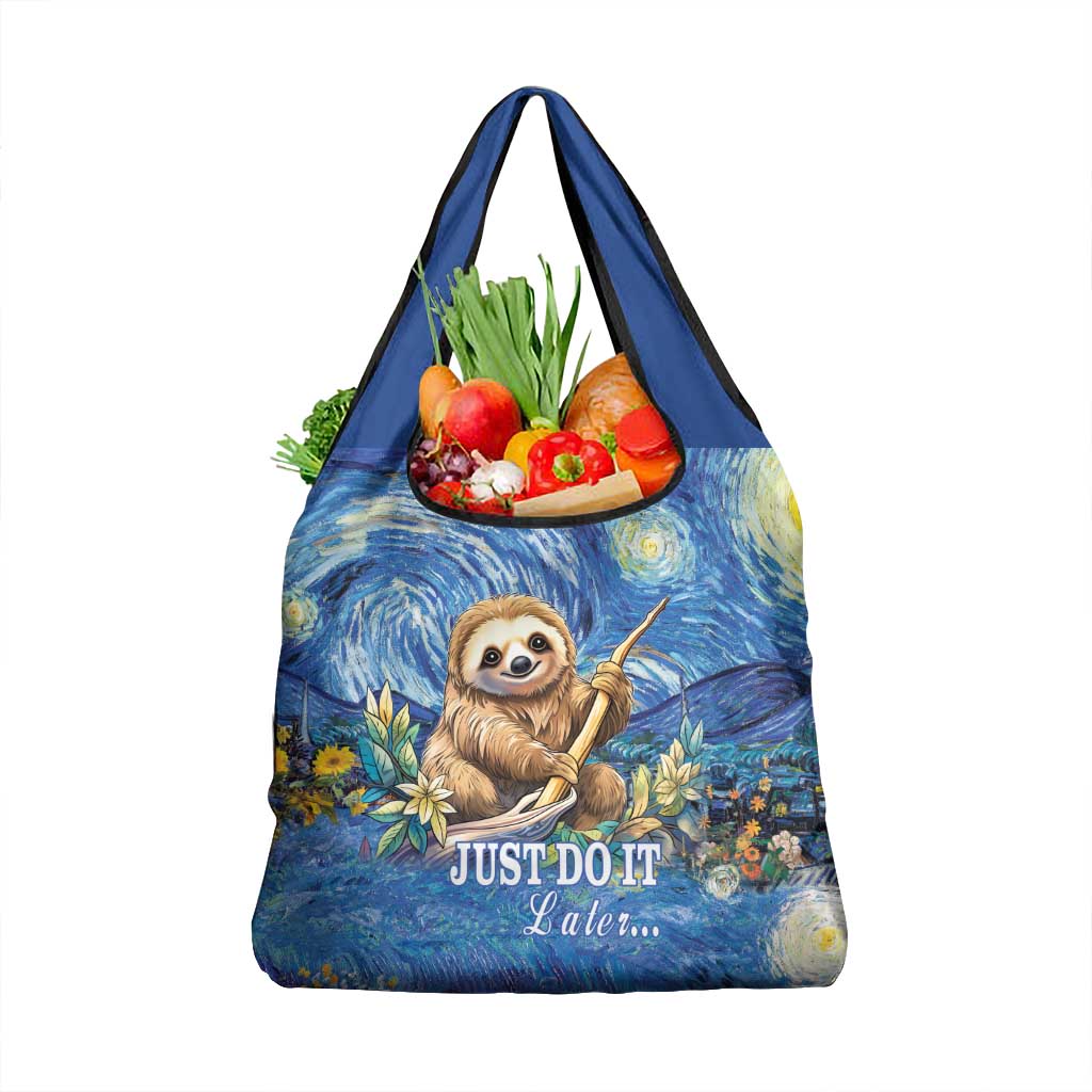 Sloth Starry Night Grocery Bag I'm Not Lazy