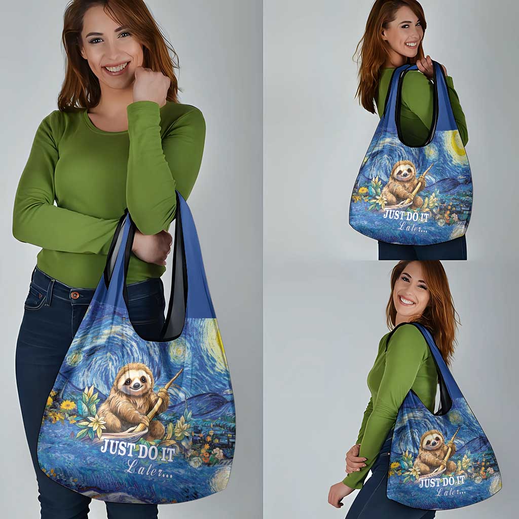 Sloth Starry Night Grocery Bag I'm Not Lazy