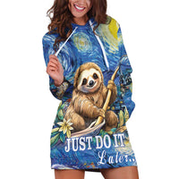 Sloth Starry Night Hoodie Dress I'm Not Lazy - Wonder Print Shop