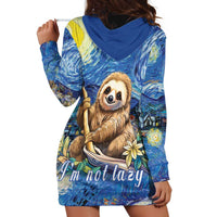 Sloth Starry Night Hoodie Dress I'm Not Lazy - Wonder Print Shop