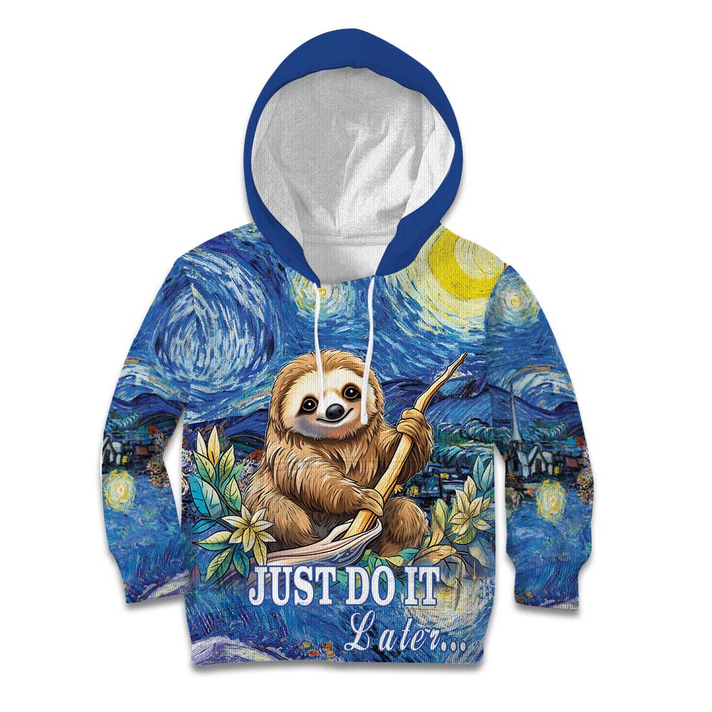 Sloth Starry Night Kid Hoodie I'm Not Lazy - Wonder Print Shop