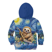 Sloth Starry Night Kid Hoodie I'm Not Lazy - Wonder Print Shop
