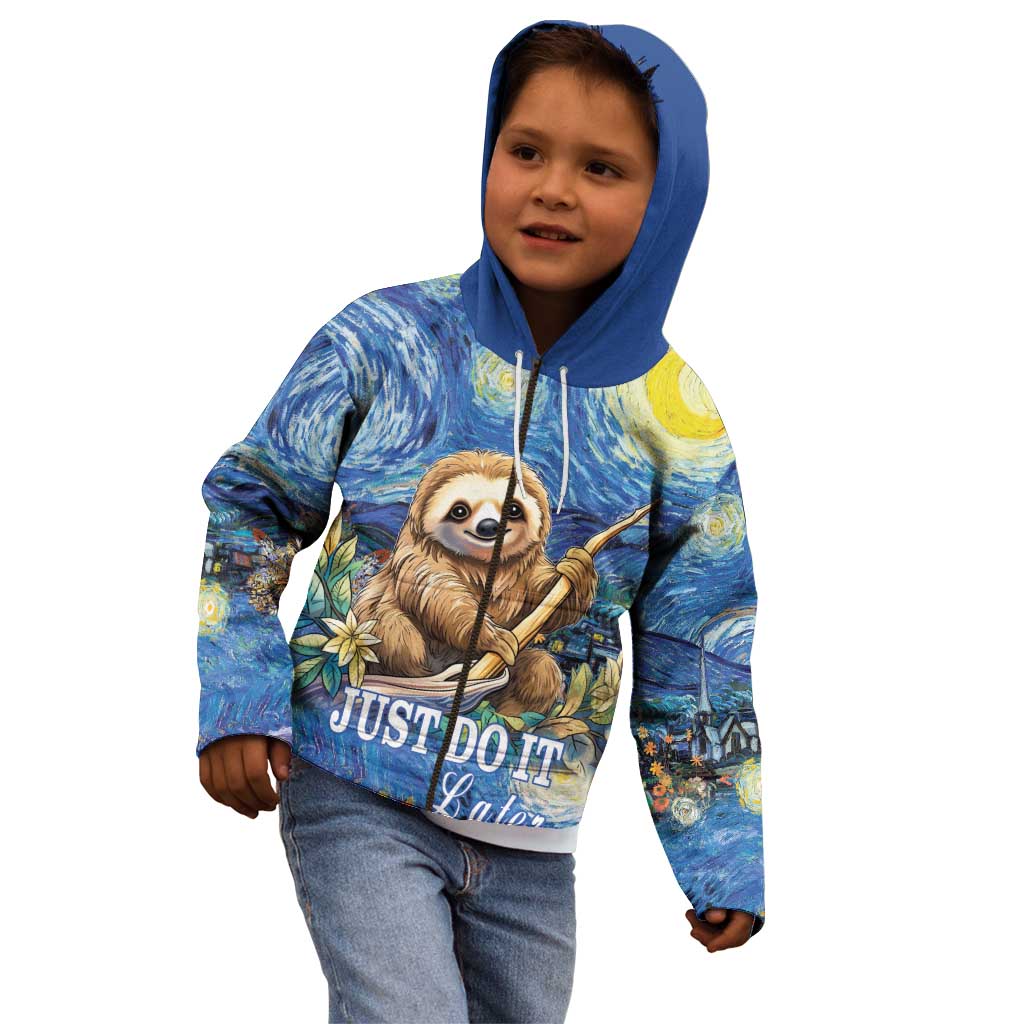 Sloth Starry Night Kid Hoodie I'm Not Lazy - Wonder Print Shop