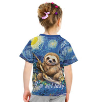 Sloth Starry Night Kid T Shirt I'm Not Lazy - Wonder Print Shop