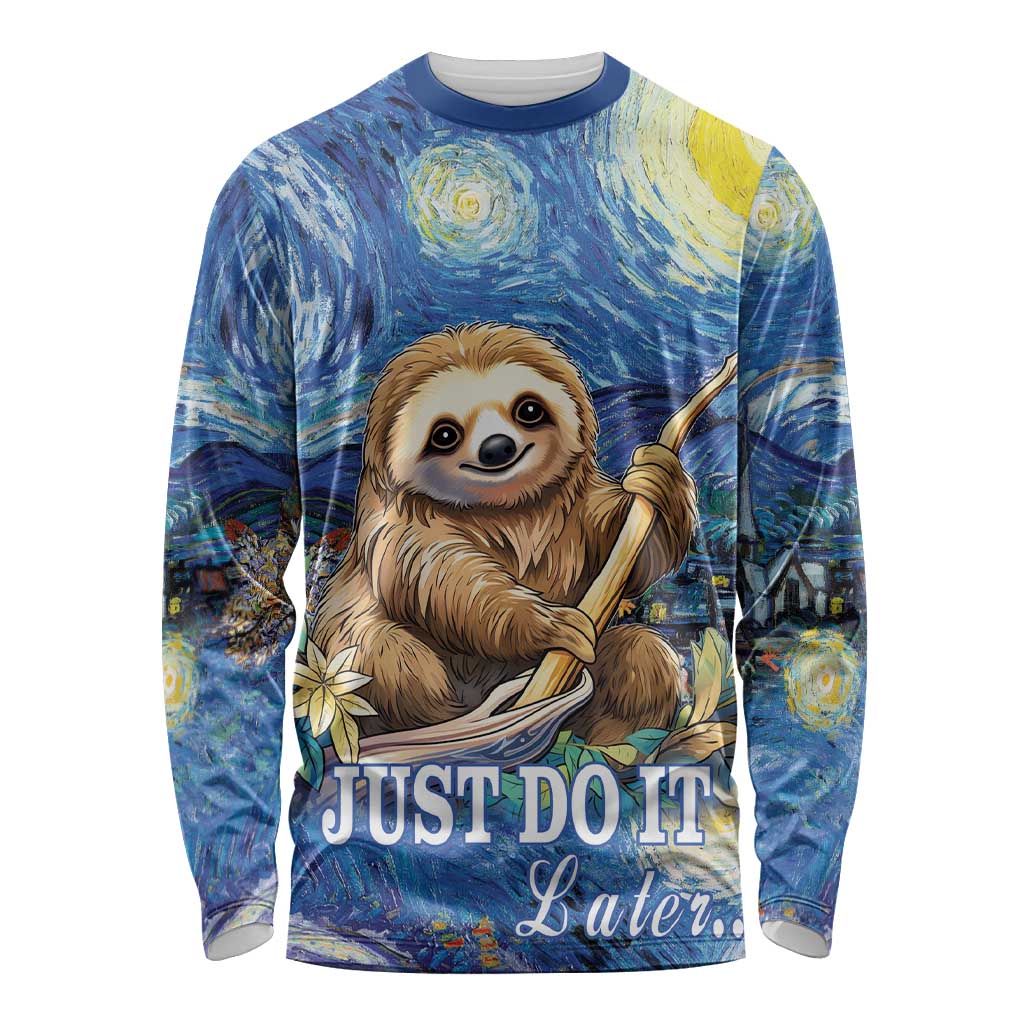 Sloth Starry Night Long Sleeve Shirt I'm Not Lazy - Wonder Print Shop