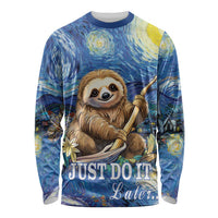 Sloth Starry Night Long Sleeve Shirt I'm Not Lazy - Wonder Print Shop