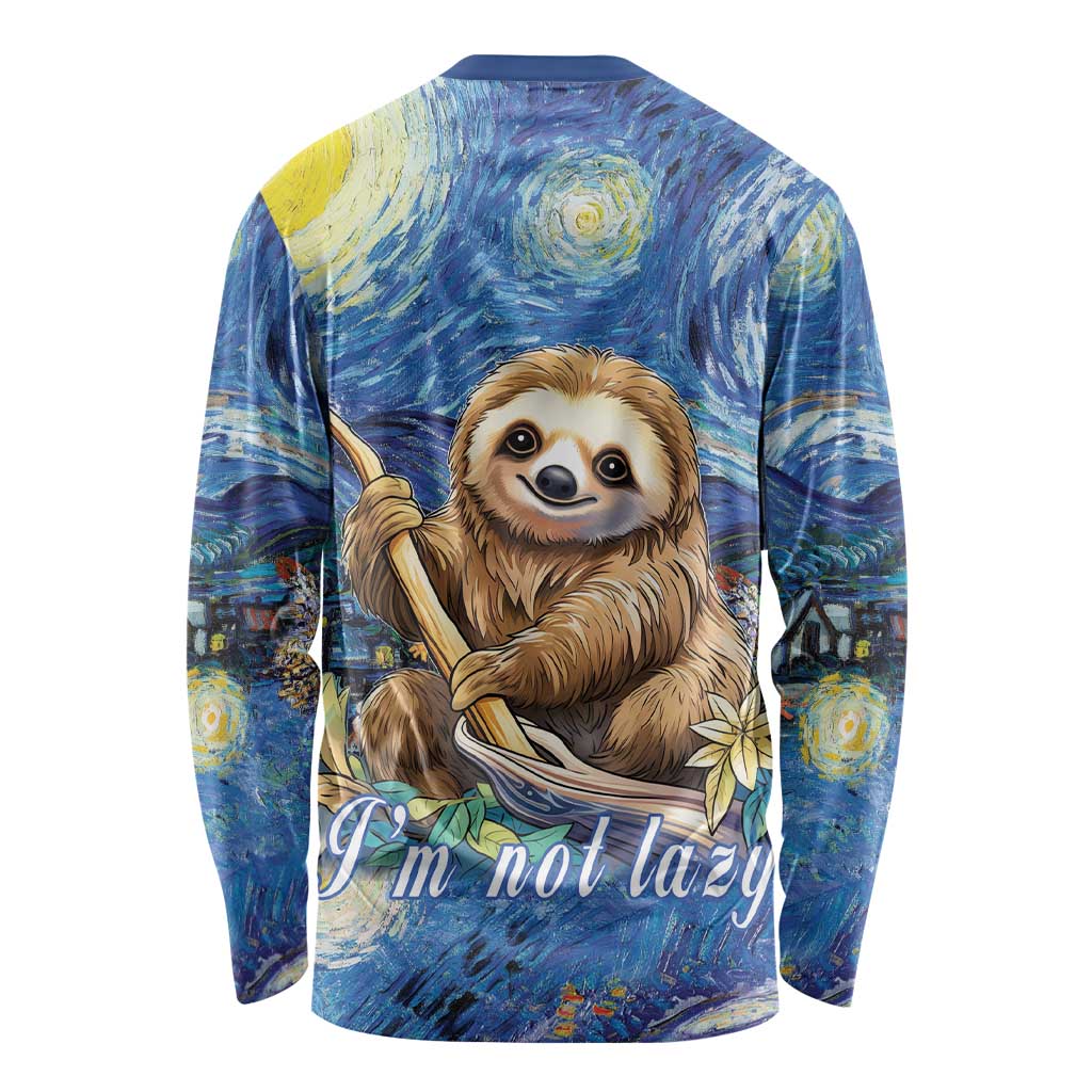 Sloth Starry Night Long Sleeve Shirt I'm Not Lazy - Wonder Print Shop