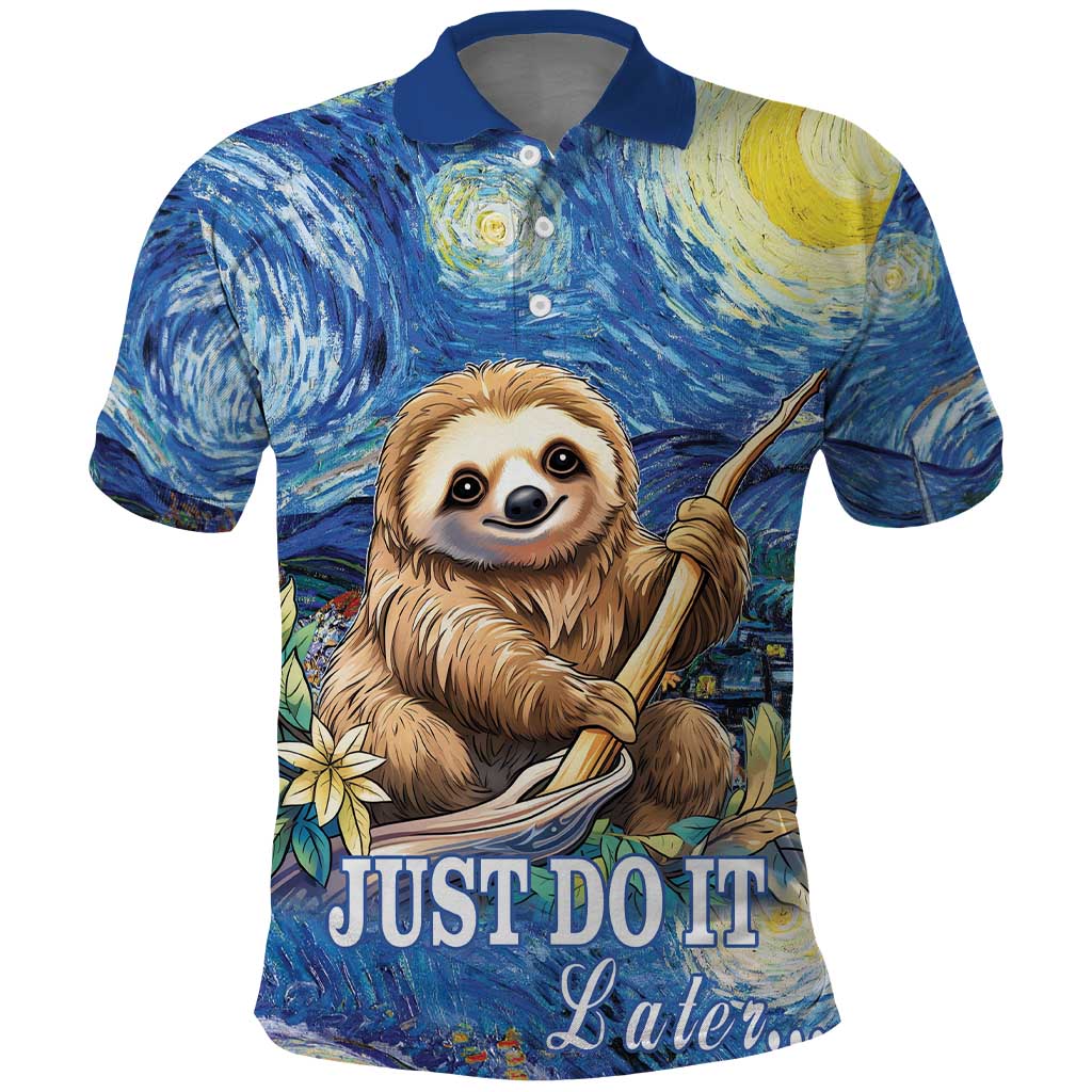 Sloth Starry Night Polo Shirt I'm Not Lazy - Wonder Print Shop