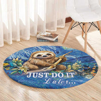 Sloth Starry Night Round Carpet I'm Not Lazy