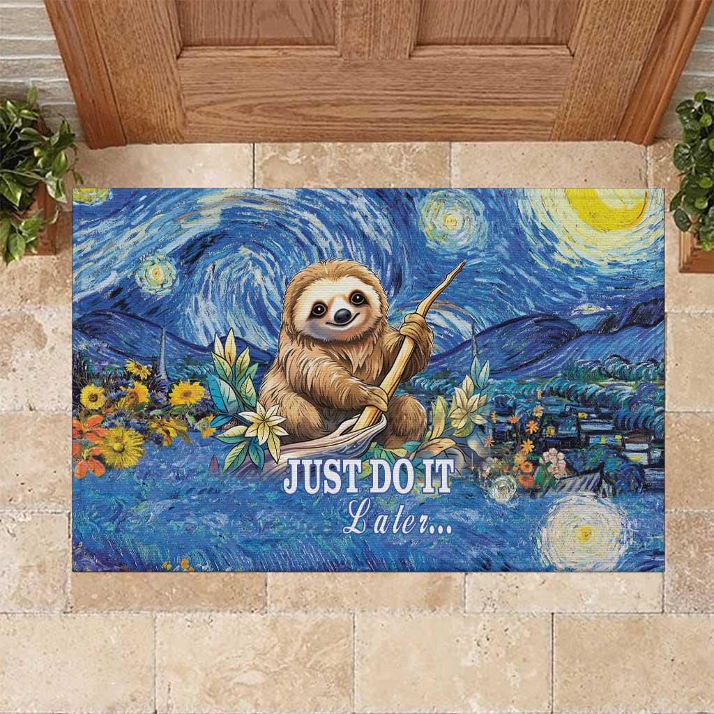 Sloth Starry Night Rubber Doormat I'm Not Lazy - Wonder Print Shop