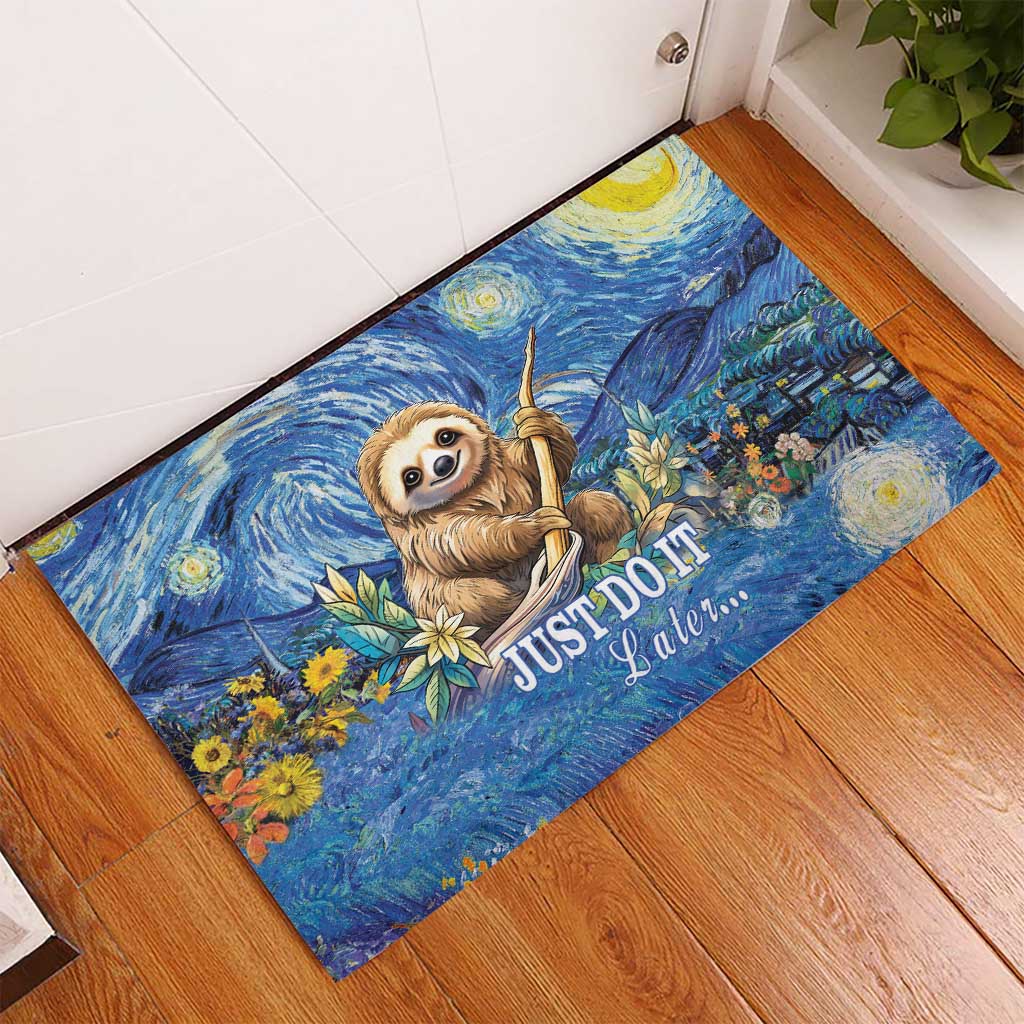 Sloth Starry Night Rubber Doormat I'm Not Lazy - Wonder Print Shop