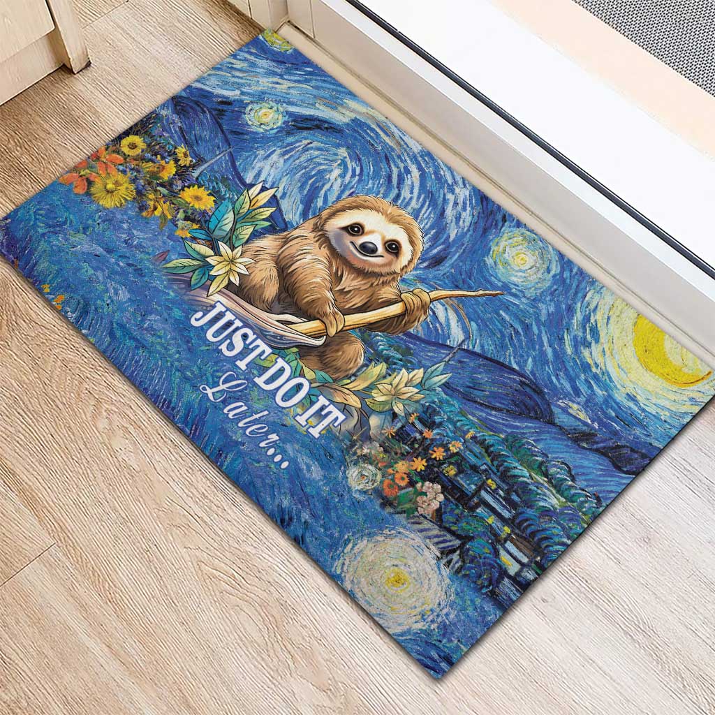 Sloth Starry Night Rubber Doormat I'm Not Lazy - Wonder Print Shop