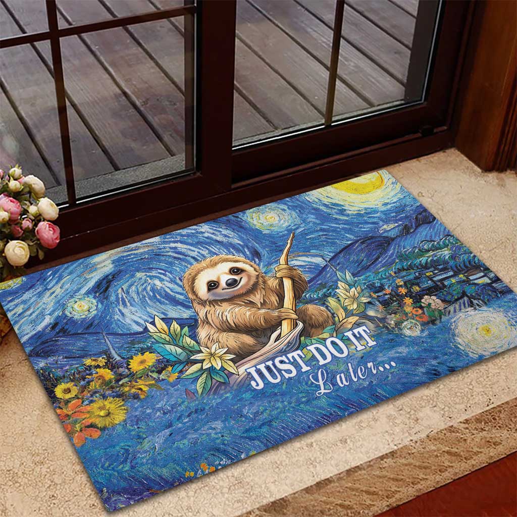Sloth Starry Night Rubber Doormat I'm Not Lazy - Wonder Print Shop