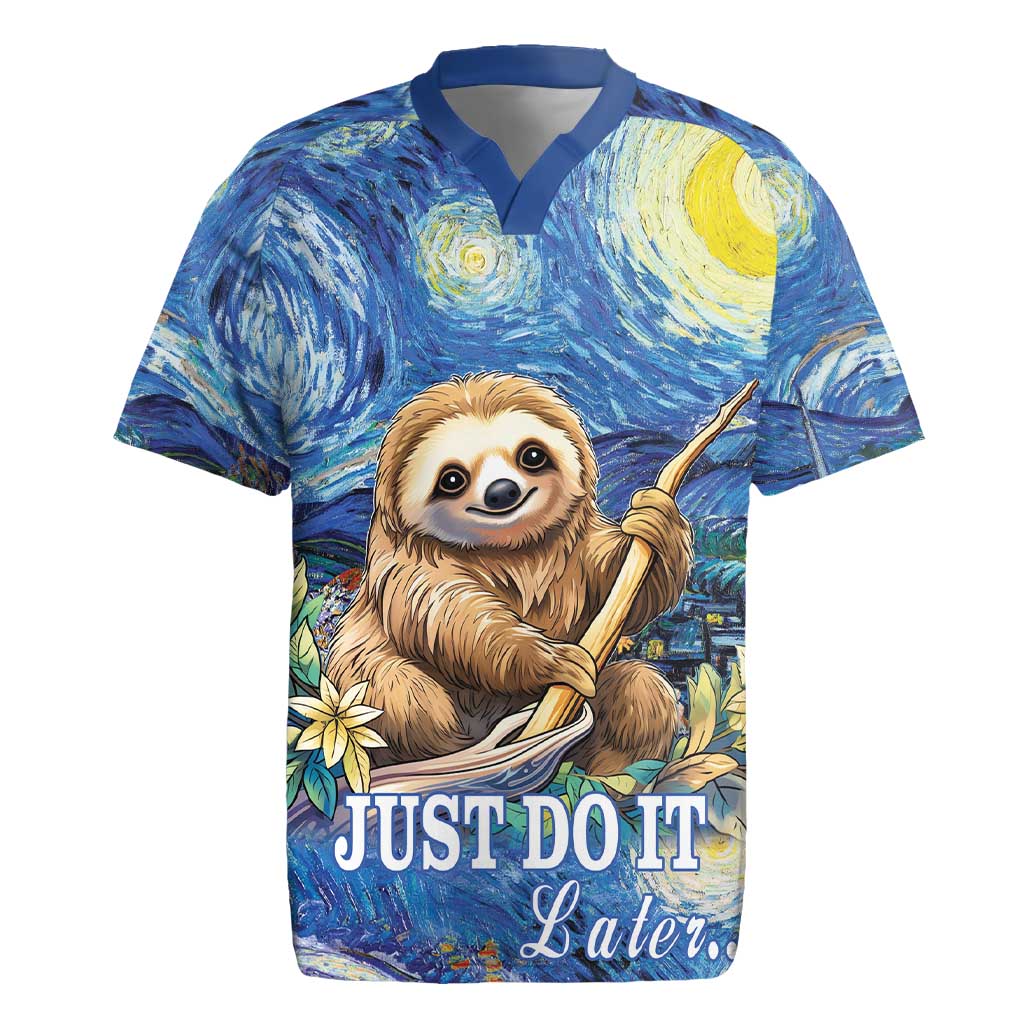 Sloth Starry Night Rugby Jersey I'm Not Lazy - Wonder Print Shop