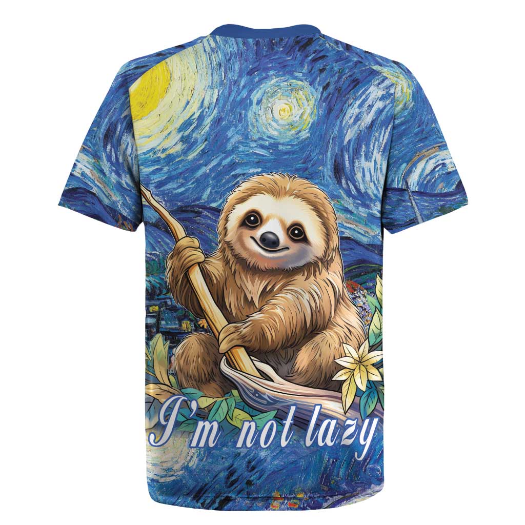 Sloth Starry Night Rugby Jersey I'm Not Lazy - Wonder Print Shop