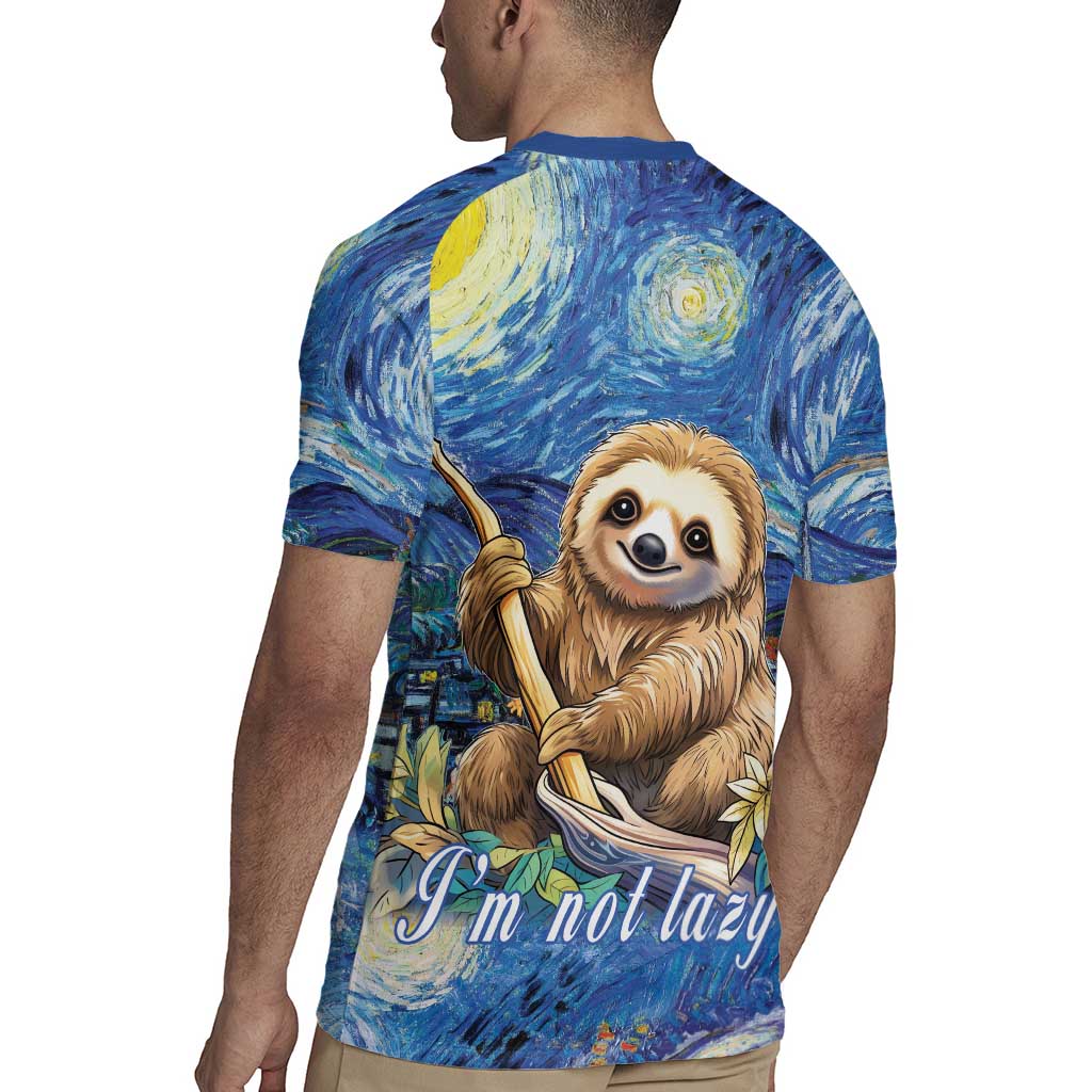 Sloth Starry Night Rugby Jersey I'm Not Lazy - Wonder Print Shop