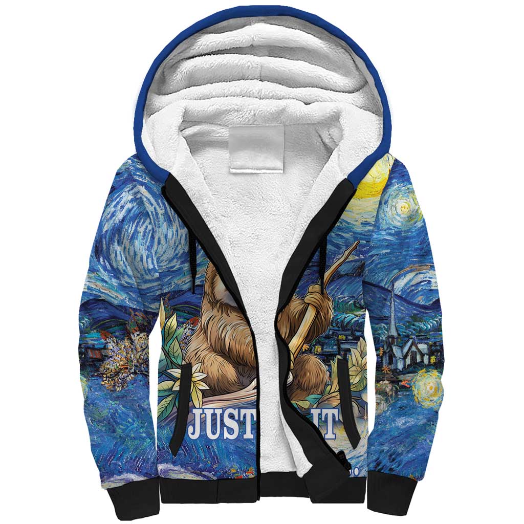 Sloth Starry Night Sherpa Hoodie I'm Not Lazy - Wonder Print Shop
