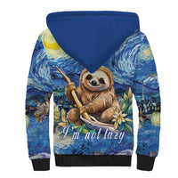 Sloth Starry Night Sherpa Hoodie I'm Not Lazy - Wonder Print Shop