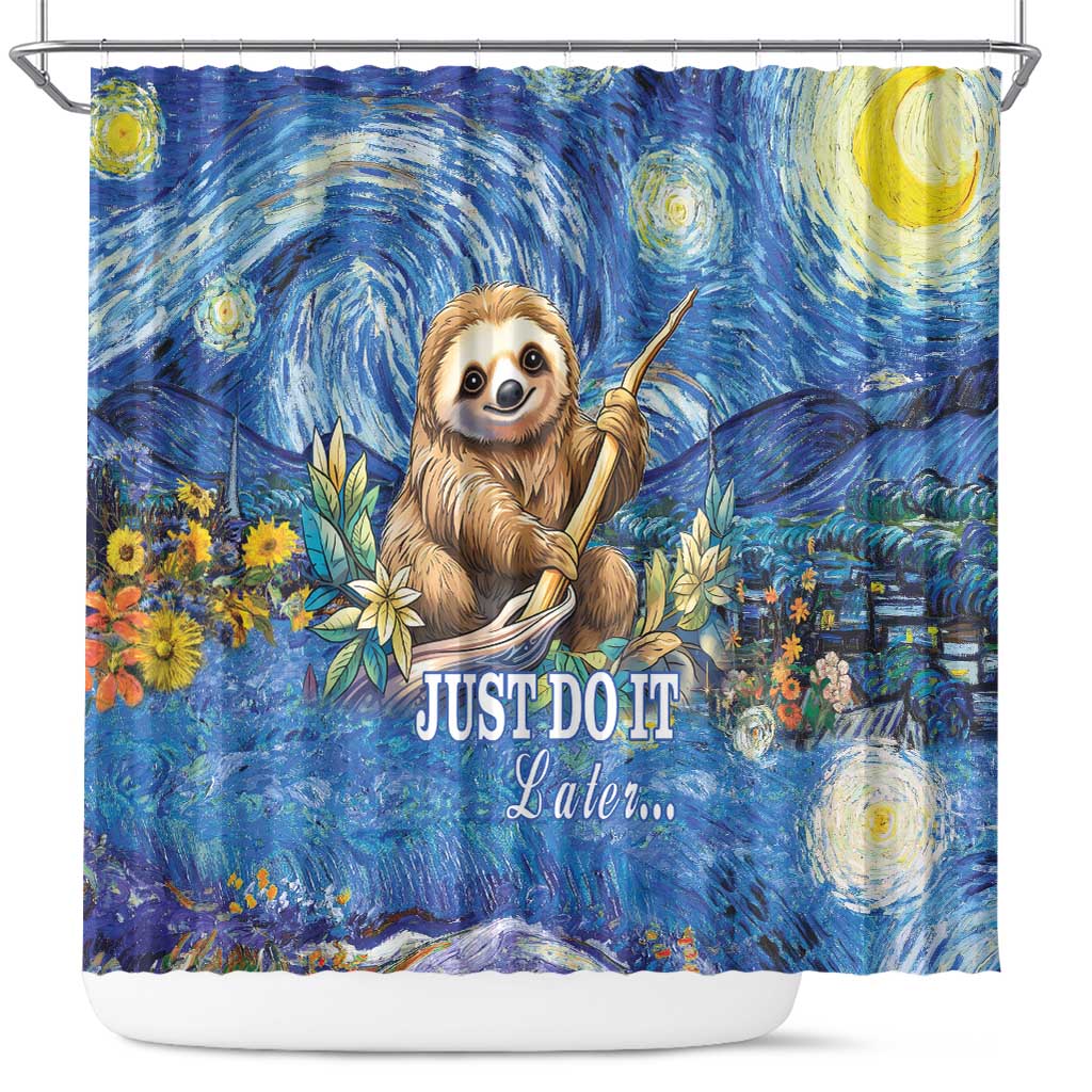 Sloth Starry Night Shower Curtain I'm Not Lazy