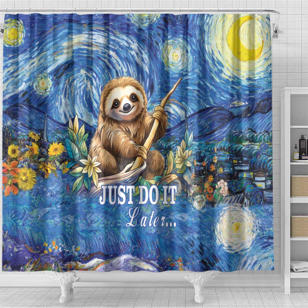 Sloth Starry Night Shower Curtain I'm Not Lazy