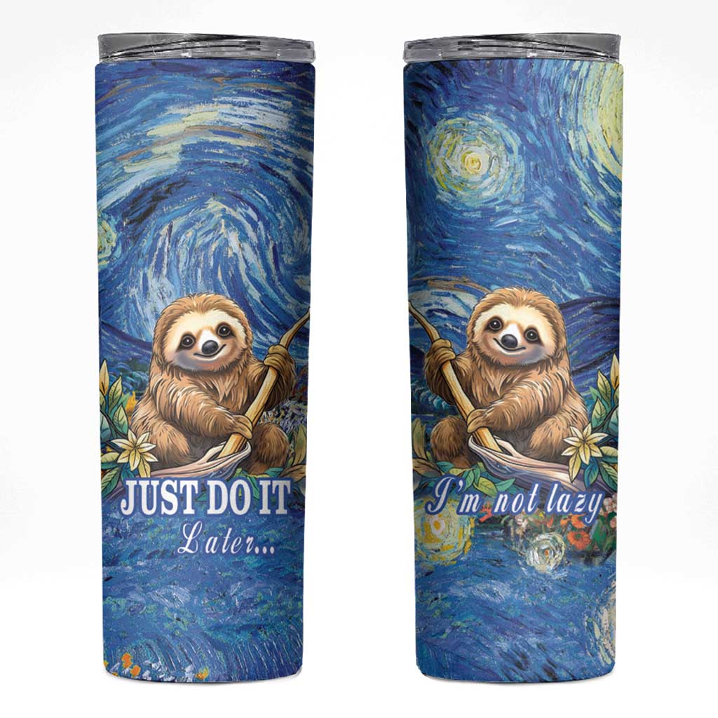 Sloth Starry Night Skinny Tumbler I'm Not Lazy - Wonder Print Shop