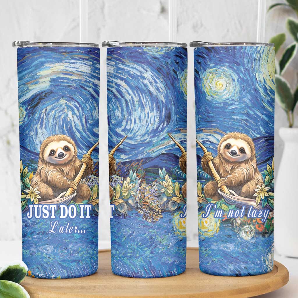 Sloth Starry Night Skinny Tumbler I'm Not Lazy - Wonder Print Shop