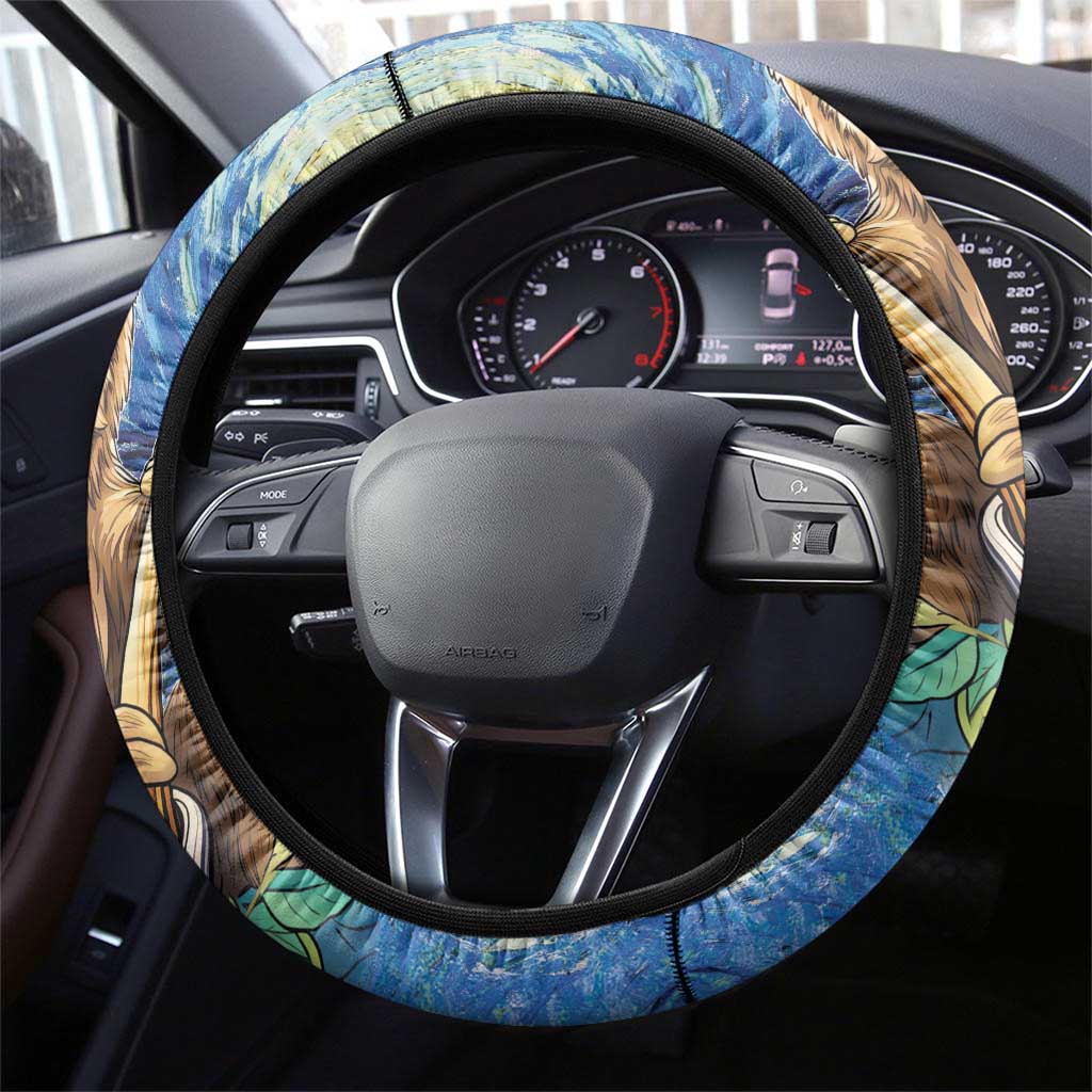 Sloth Starry Night Steering Wheel Cover I'm Not Lazy - Wonder Print Shop