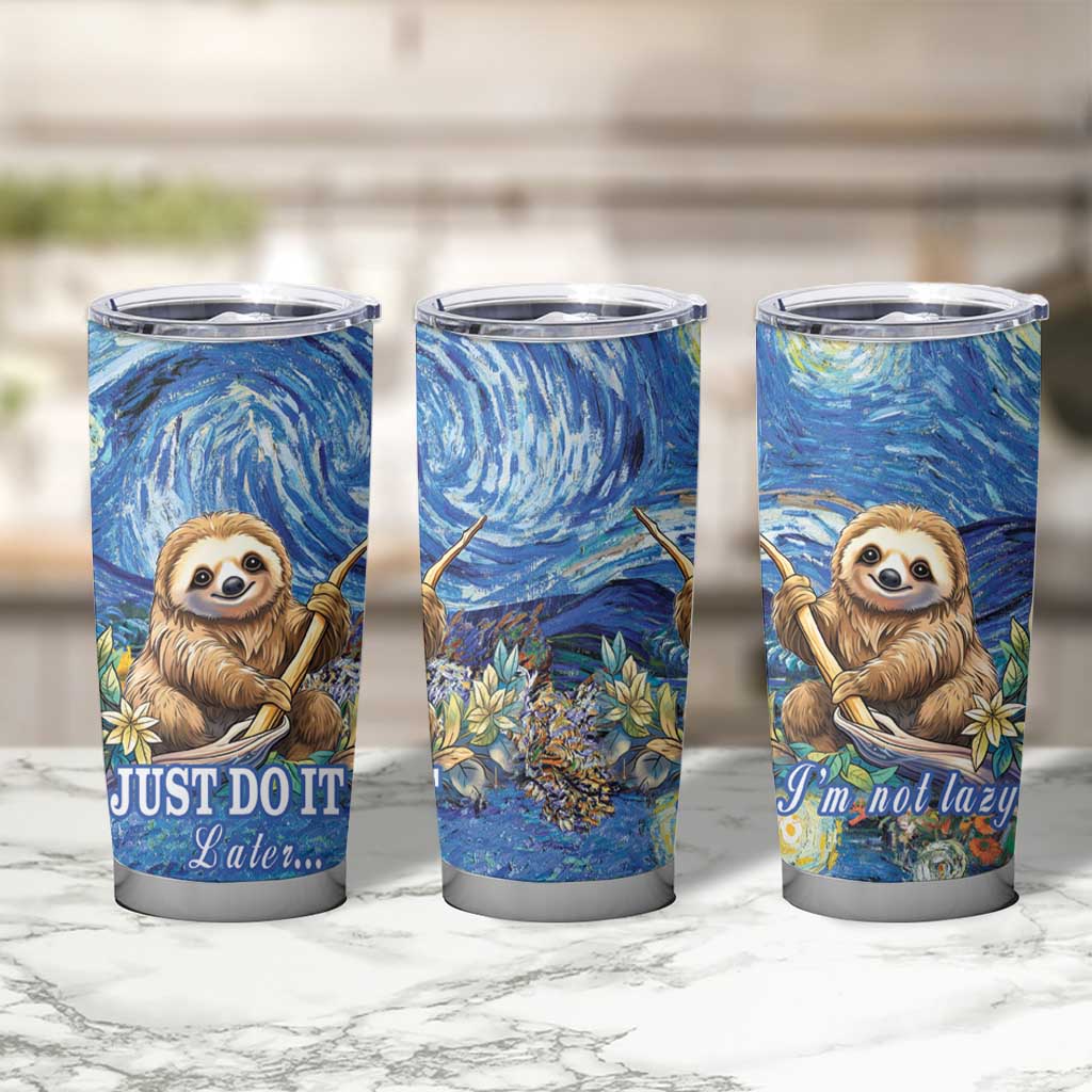 Sloth Starry Night Tumbler Cup I'm Not Lazy - Wonder Print Shop