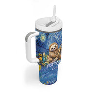 Sloth Starry Night Tumbler With Handle I'm Not Lazy - Wonder Print Shop