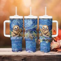Sloth Starry Night Tumbler With Handle I'm Not Lazy - Wonder Print Shop