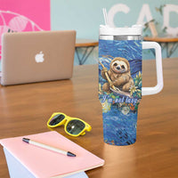 Sloth Starry Night Tumbler With Handle I'm Not Lazy - Wonder Print Shop