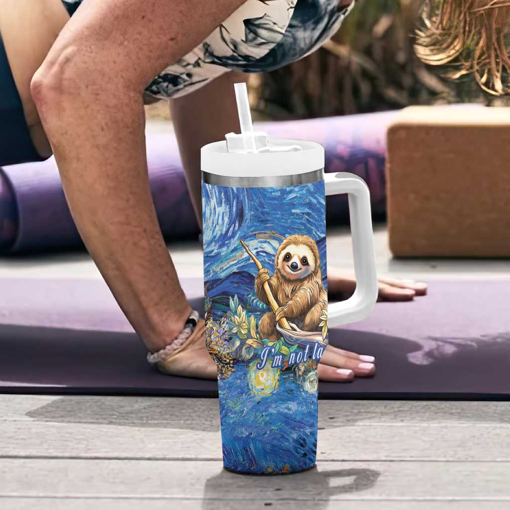 Sloth Starry Night Tumbler With Handle I'm Not Lazy - Wonder Print Shop