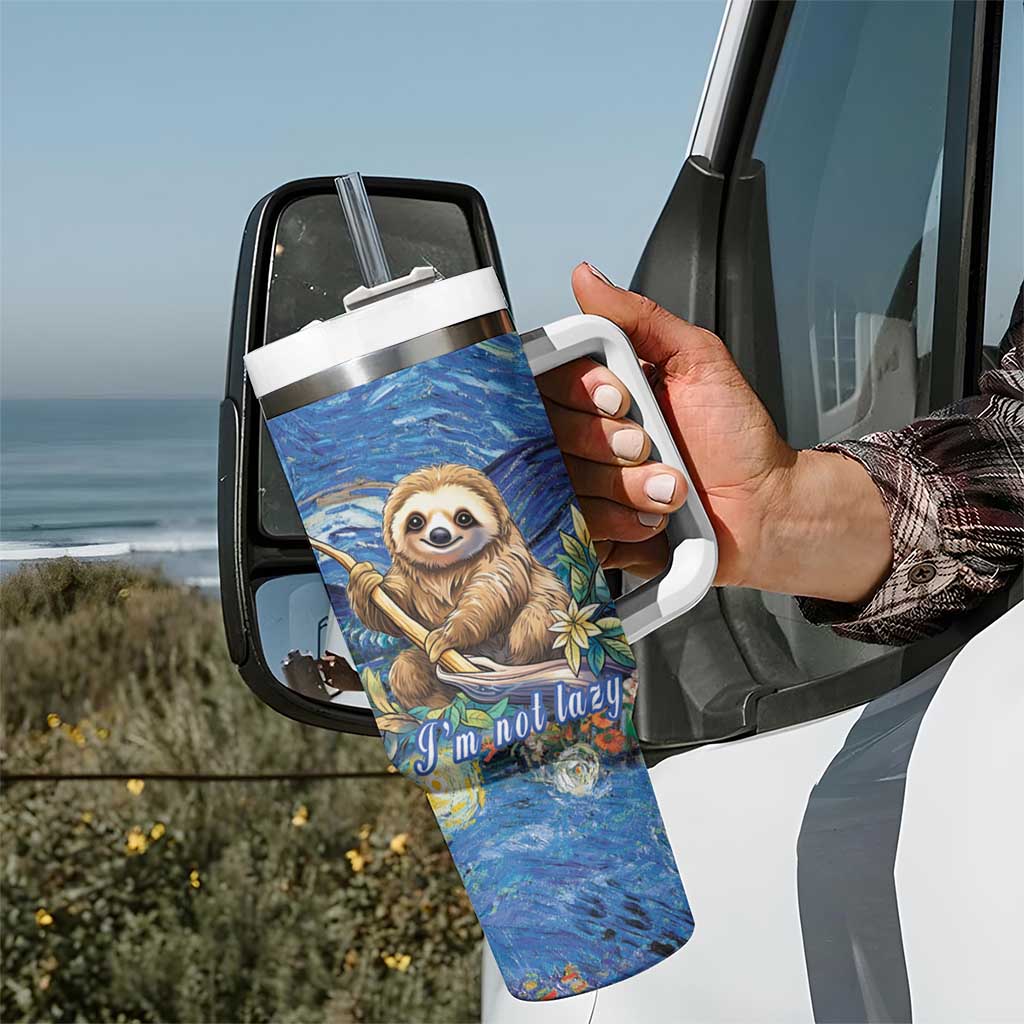 Sloth Starry Night Tumbler With Handle I'm Not Lazy - Wonder Print Shop