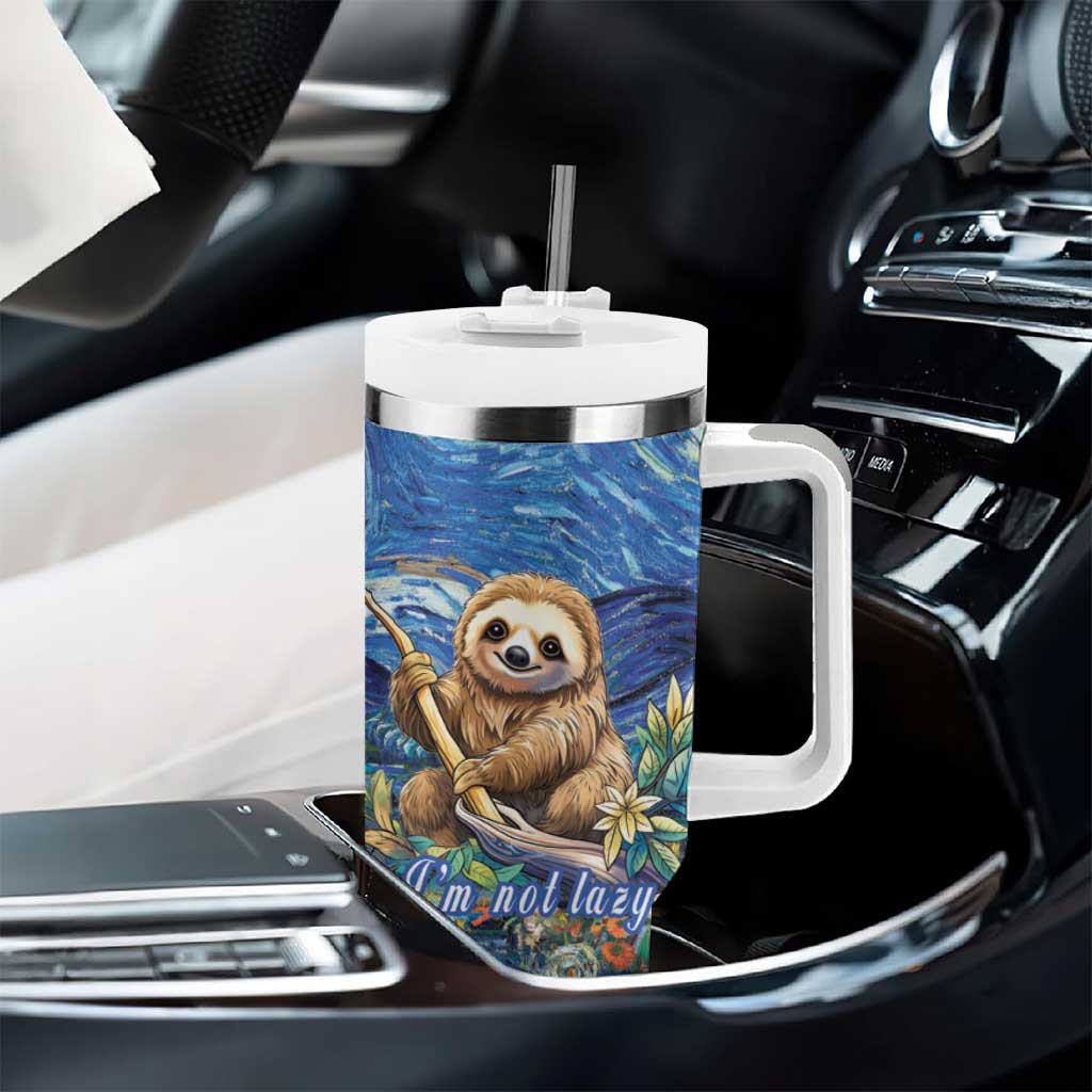 Sloth Starry Night Tumbler With Handle I'm Not Lazy - Wonder Print Shop