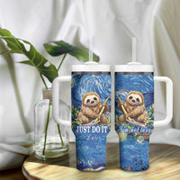 Sloth Starry Night Tumbler With Handle I'm Not Lazy - Wonder Print Shop