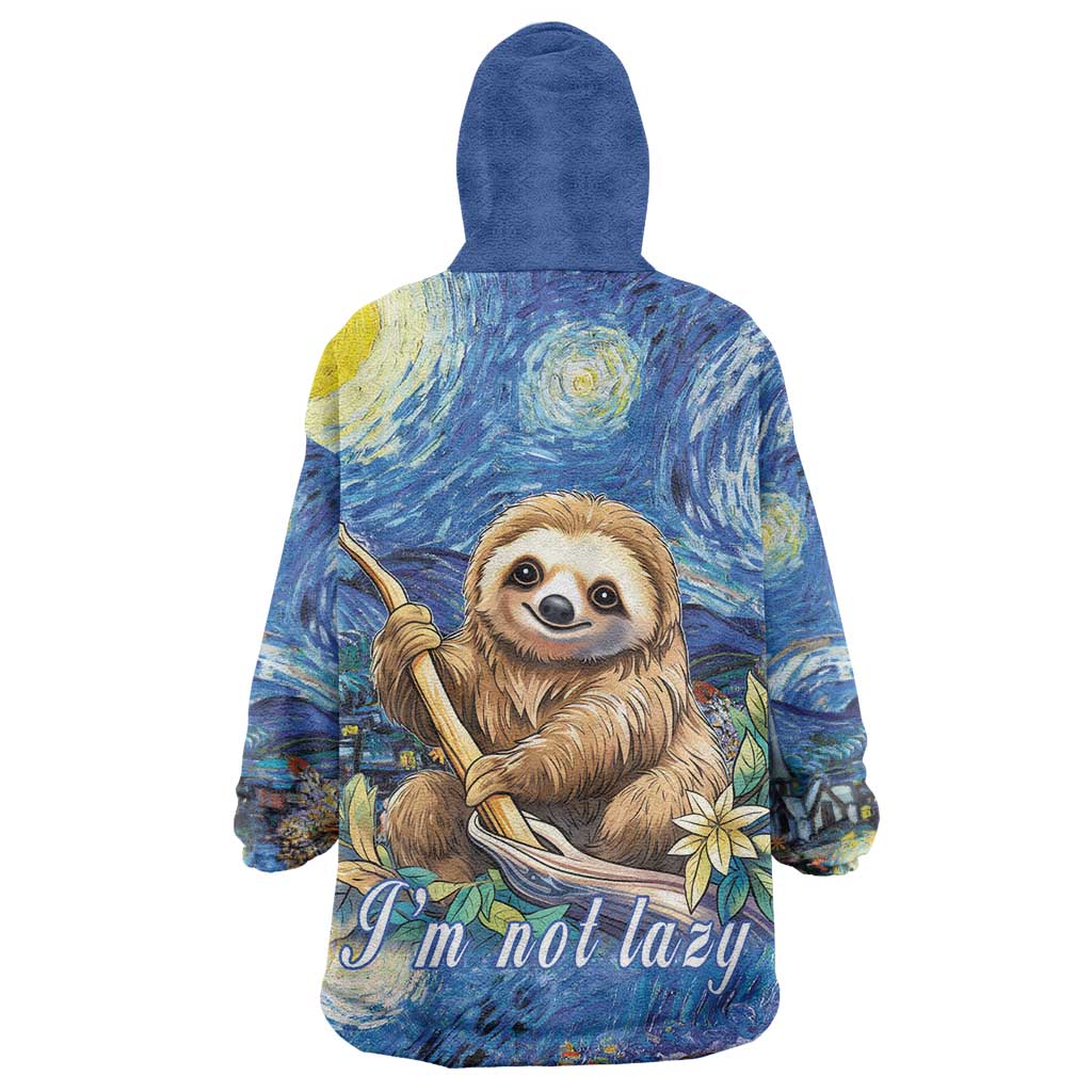 Sloth Starry Night Wearable Blanket Hoodie I'm Not Lazy - Wonder Print Shop