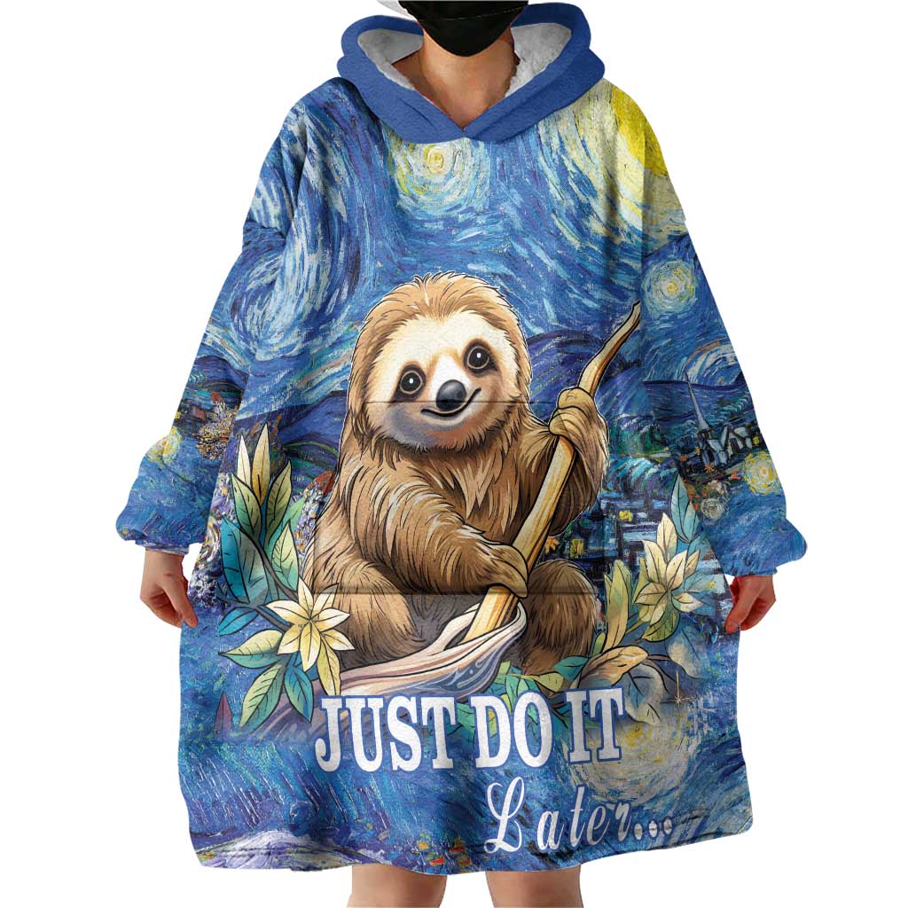 Sloth Starry Night Wearable Blanket Hoodie I'm Not Lazy - Wonder Print Shop
